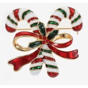 Monet Jewelry Candy Cane Multi Color Glass Pin